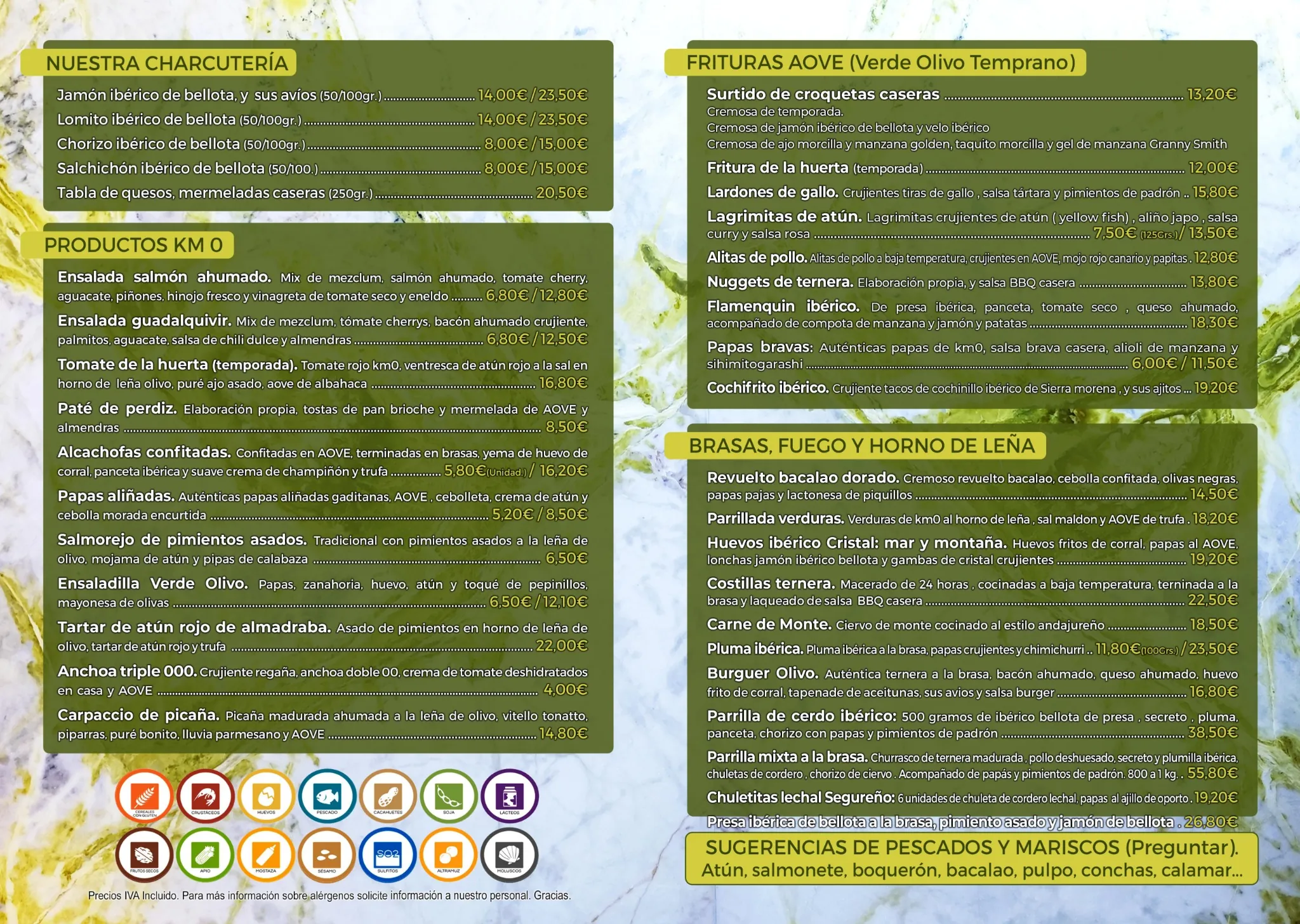Charcutería, fritura, km0, brasas y horno